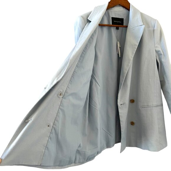 Banana Republic NEW Linen Blend Double Breasted Blazer In Powder Blue Size 10 - Picture 14 of 16
